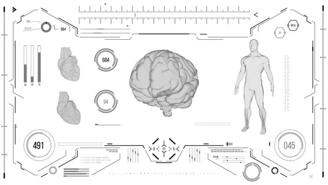Futuristic medical user interface with HUD and infographic elements. Stock Footage 118880922