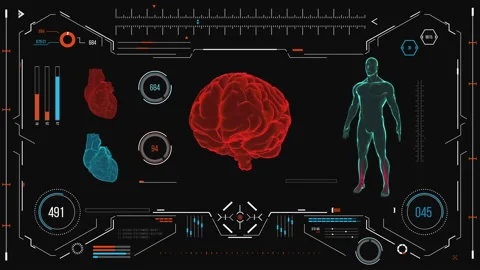 Futuristic medical user interface with HUD and infographic elements. Stock Footage 118880975