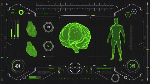 Futuristic medical user interface with HUD and infographic elements. Stock Footage 118880980