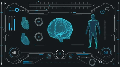 Futuristic medical user interface with HUD and infographic elements. Stock Footage 118881069