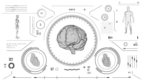 Futuristic medical user interface with HUD and infographic elements. Stock Footage 118881143
