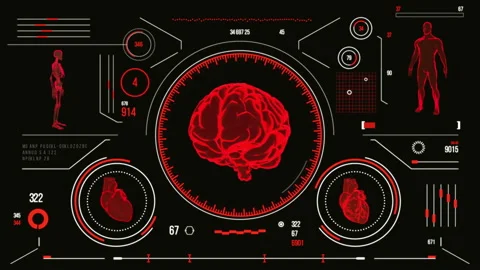 Futuristic medical user interface with HUD and infographic elements. Stock Footage 118881216