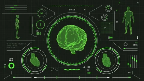 Futuristic medical user interface with HUD and infographic elements. Stock Footage 118881263