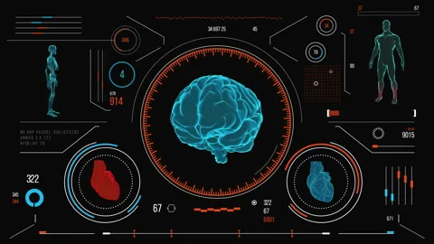 Futuristic medical user interface with HUD and infographic elements. Stock Footage 118881267
