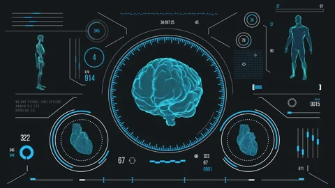 Futuristic medical user interface with HUD and infographic elements. Stock Footage 118881305