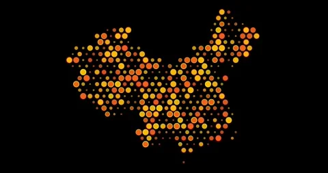 Futuristic Mesh Map of China Stock Footage 312355772