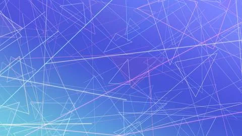 A futuristic mesh of thin lines and triangles in blue with neon highlights .. Stock Illustration