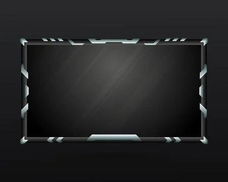 Futuristic metal border live stream webcam overlay screen panel frame template Stock Illustration
