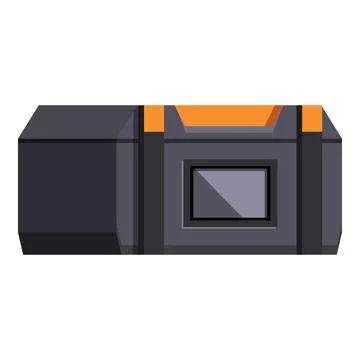 Futuristic metal container with digital display and orange details Illustration