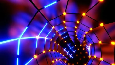 Futuristic Metal Neon Corridor Flight Hyperspace Tunnel Loop 4K Stock Footage 167580931