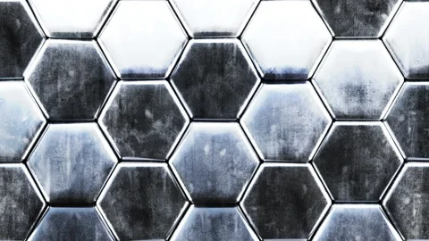 Futuristic Metal Surface Hexagon Shaped Close-up Moving Seamless. Beautiful Vídeos de archivo 155998984