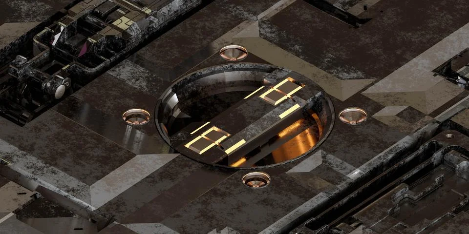 Futuristic metal technology surface 3d render illustration Stock Illustration