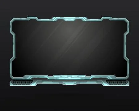 Futuristic metallic live stream overlay webcam screen gui panel frame template Stock Illustration