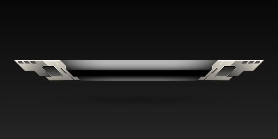 Futuristic metallic silver border lower third game interface screen title banner Stock Illustration
