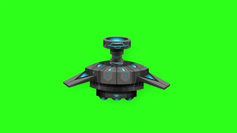 Futuristic Metallic Space Object Floating on Green Screen Background Stock Footage 346197320