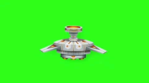 Futuristic Metallic Space Object Floating on Green Screen Background Stock Footage 346569892