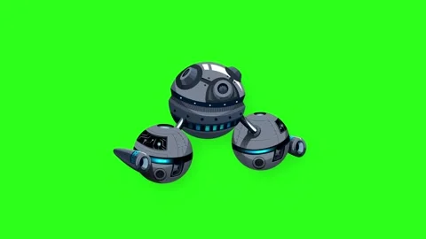 Futuristic Metallic Space Objects Floating on Green Screen Background Stock Footage 345037666