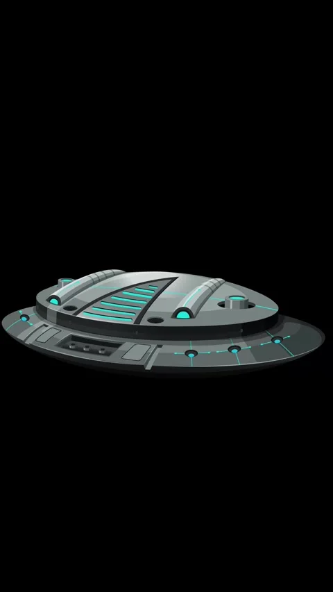 Futuristic Metallic Spacecraft Floating Against a Solid Black Background Stock Footage 345708081