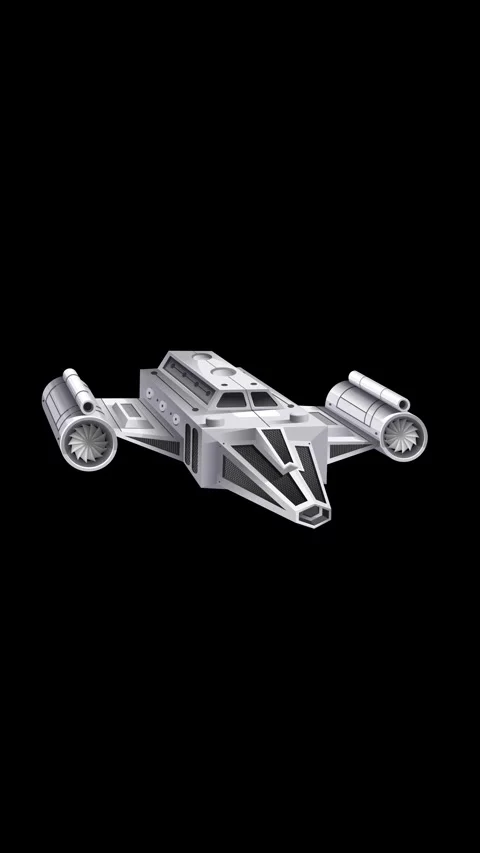 Futuristic Metallic Spaceship Floating in Dark Void Animation Vídeos de archivo 346274337
