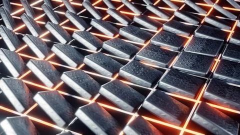 Futuristic metallic surface adorned with glowing lines a prime example of Illustration
