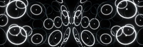 Futuristic Metallic Wireframe Rings Perspective VJ Loop Stock Footage 340977561