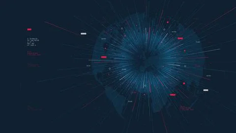 Futuristic method of analyzing and sorting world economy, visualization of di Illustrazione stock