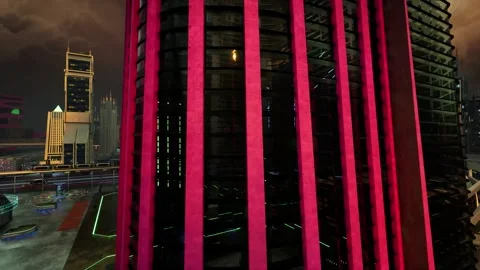 Futuristic Metropolis Night Neon Render 스톡 동영상 321675452