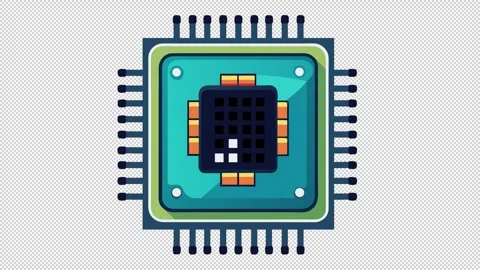 Futuristic microchip. Animation of electronics operation. Cartoon Stock Footage 320214731