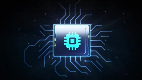 Futuristic microchip CPU circuit board . Technology abstract background. Stock Footage 280975315