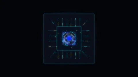 Futuristic microchip processor animation with glowing digital circuitry 스톡 동영상 347246838