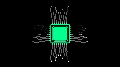Futuristic Microchip Processor With Digital Technology Interface 库存影片 344960936