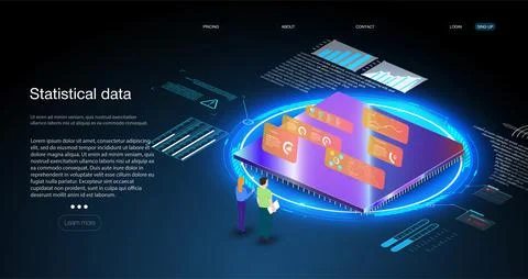 Futuristic microchip processor with lights on the blue background. Stock Illustration