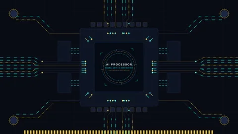 Futuristic microchip processor technology animation background loop Stock Footage 347203394