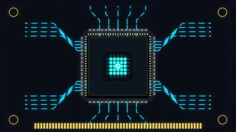 Futuristic microchip processor technology circuit board motion graphic 스톡 동영상 347246948
