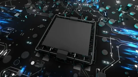 Futuristic microchip processor working effect Stock Footage 121391017