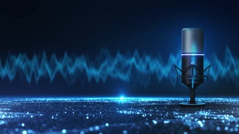 Futuristic Microphone for AI Voice Recognition and Digital Communication Video stock 342639268