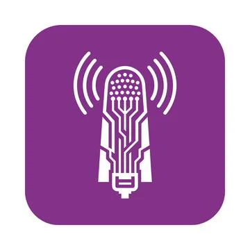 Futuristic microphone with digital circuit board design. Stock Illustration