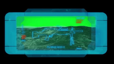 Futuristic military hud interface displaying a weapon Stock Footage 340623061