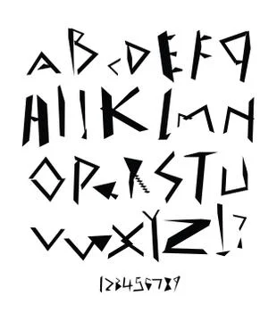 Futuristic minced font with geometric elements 스톡 일러스트