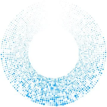Futuristic minimal tech blue halftones dotted circles abstract background Stock Illustration