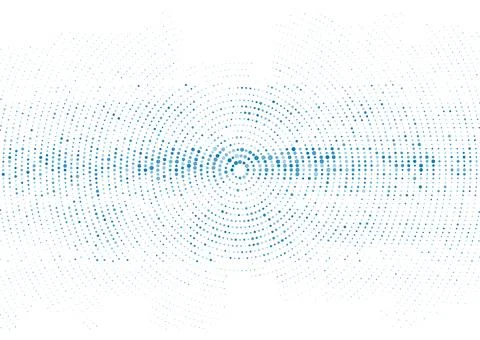 Futuristic minimal tech blue halftones dotted circles abstract background Illustrazione stock