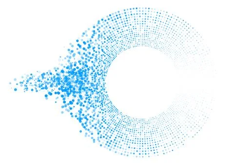 Futuristic minimal tech blue halftones dotted circles abstract background Stockillustratie