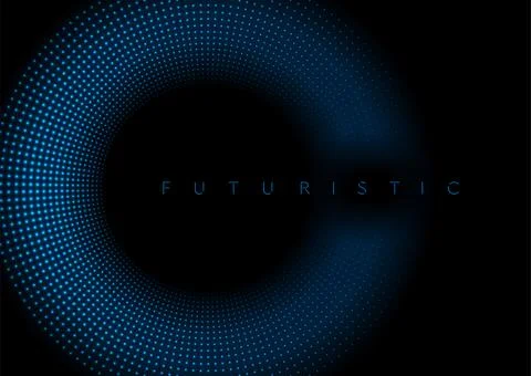 Futuristic minimal tech blue neon dotted circles abstract background 스톡 일러스트