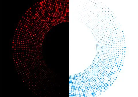 Futuristic minimal tech contrast halftones dotted circles abstract background Stock Illustration