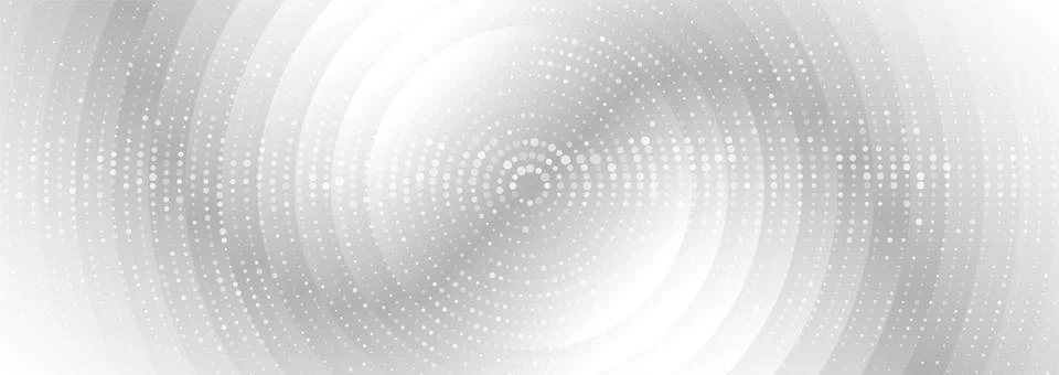 Futuristic minimal tech grey halftones dotted circles abstract background Stock Illustration