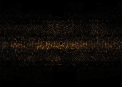 Futuristic minimal tech light golden orange halftones dotted circles abstract Illustrazione stock