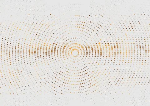 Futuristic minimal tech light golden orange halftones dotted circles abstract Illustrazione stock