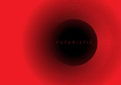 Futuristic minimal tech red halftones dotted circles abstract background 스톡 일러스트