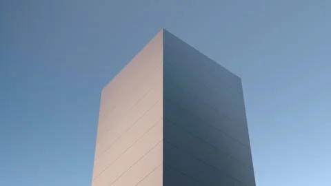 Futuristic minimalist building made of blocks night,sunset,animation.3D render Stock Footage 276983642