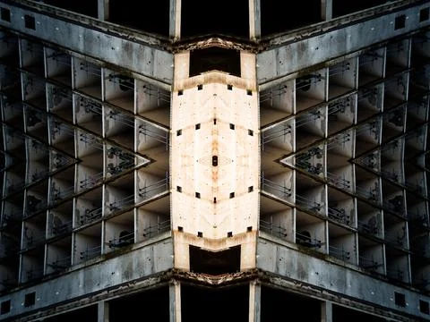 Futuristic mirrored pattern made from architectural elements in rich colours  Stock Illustration